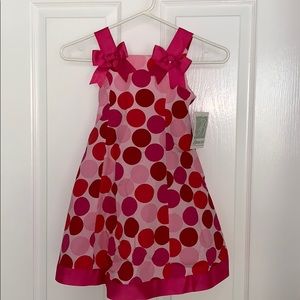 NEW CHILD’S POLKADOT PINK DRESS WITH BOWS
